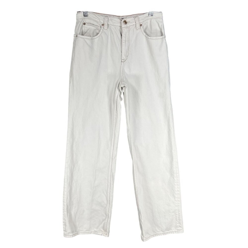 Free People We The Free Tinsley Baggy High Rise Jeans Womens 27 US 4 Ecru White